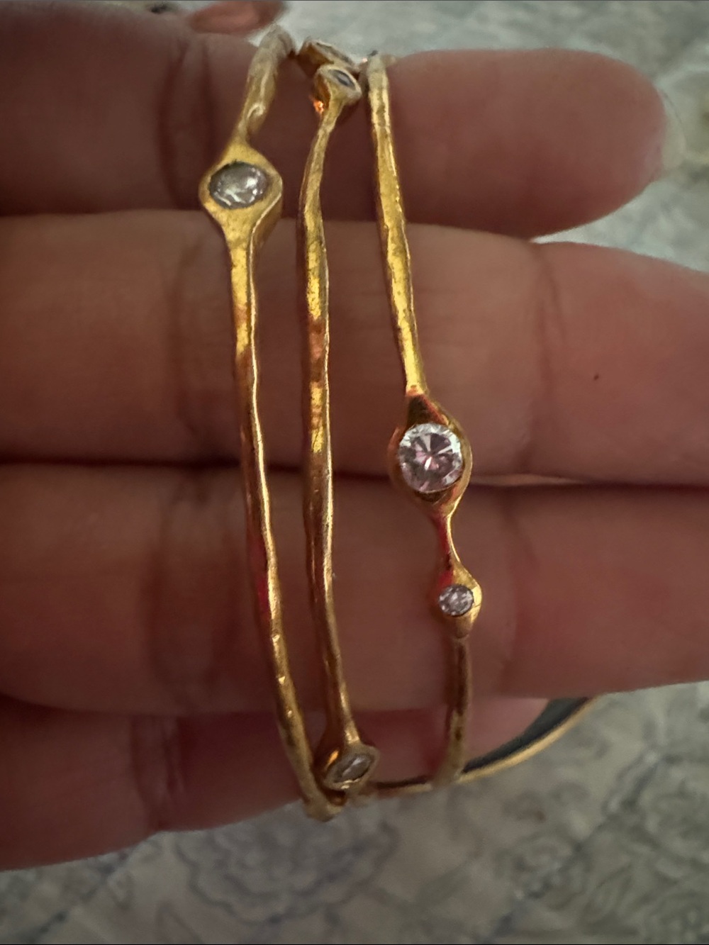 Gold-Tone Crystal Accent Women’s Bangle Bracelet Set